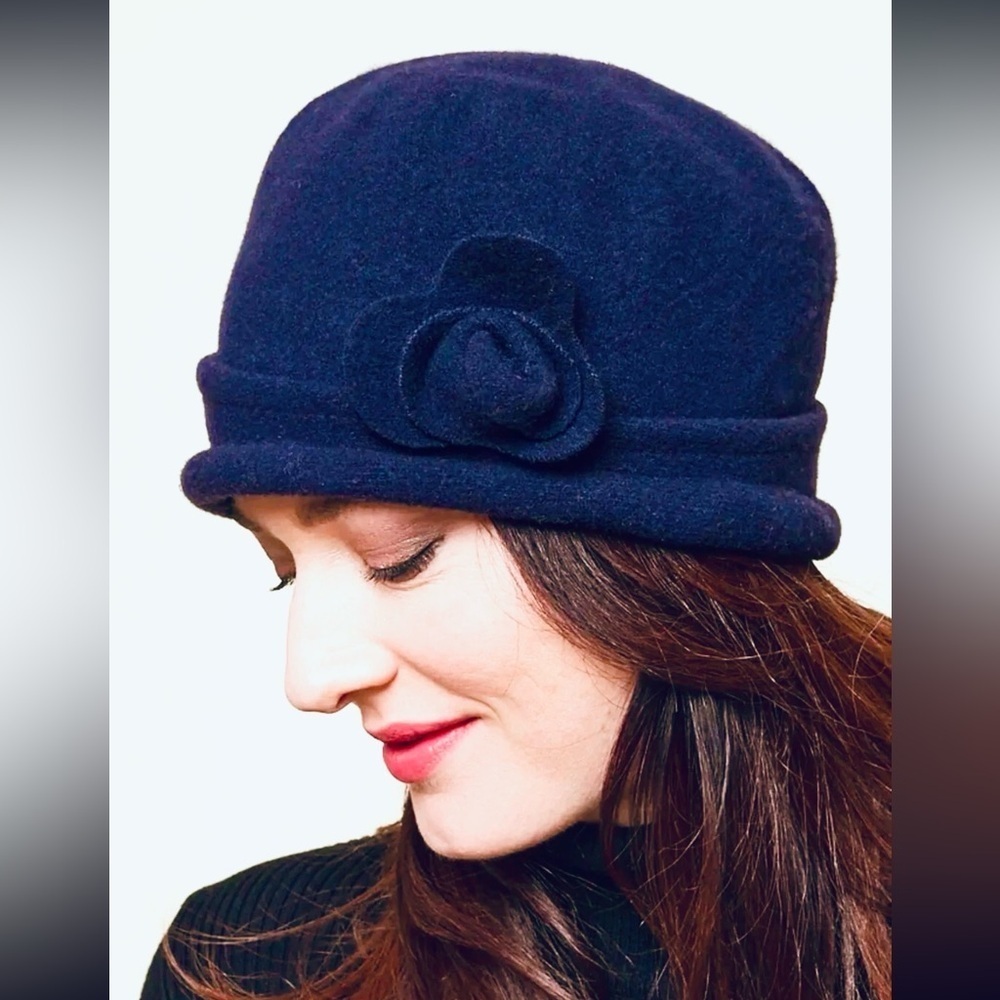 Parkhurst timeless holiday royal blue wool spencer cloche handmade hat